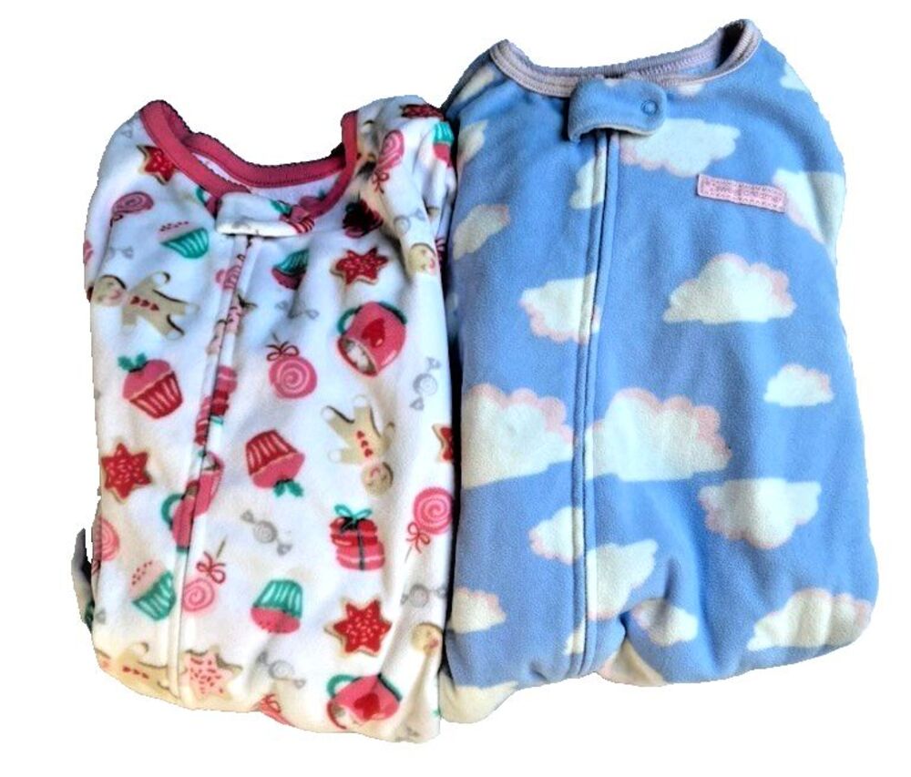 Carter's Girl's Fleece Footed Pajamas Zipper Soft Sleepers, Size 5T - Lot Of 2!